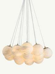 Aspen 13 Alabaster Round Modern Dining Room Light Fixtures, Living Room Chandeliers