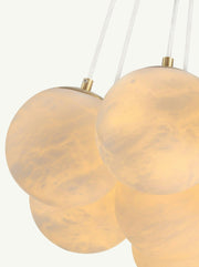 Aspen 13 Alabaster Round Modern Dining Room Light Fixtures, Living Room Chandeliers