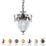 French retro all copper carved crystal Pendant light