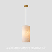 Hand Carved Alabaster Cylinder Pendant Light