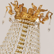 Extra Large Retro Luxury Full Copper Crystal Chandelier for Staircase/ Duplexes/ Villas
