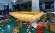 Chiaray Glass Tiered Rectangular Chandelier 74