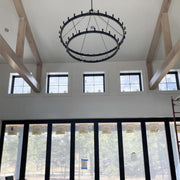 Filament Vintage Two-Tier Round Metal Chandelier Lighting 36