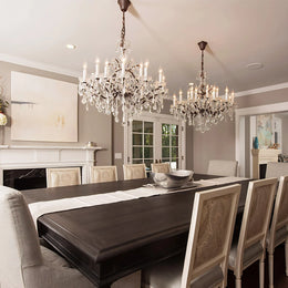 Rococo Iron & Crystal Round Chandelier