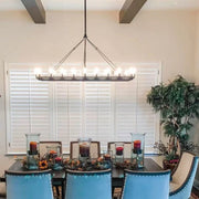 Filament Vintage Candelabra Rectangular Chandelier, Outdoor Linear Lamp