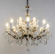 Rococo Iron & Crystal Round Chandelier