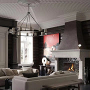 Pauillac Round Chandelier White Fabric 48'',Modern Chandelier