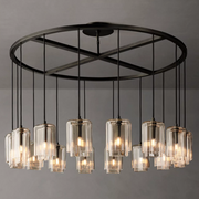 Lacour Amber/Clear Glass Round Chandelier 60