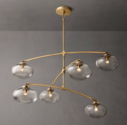 Cabrette Clear/Amber Glass Mobile Round Chandelier 48″/60