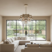 Cabrette Clear/Amber Glass Round Chandelier 36