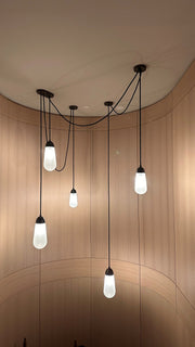 Modern Floating Pears-inspired Frosted Glass Chandelier for High-ceiling