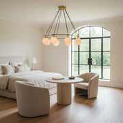 Miira Alabaster Round Modern Dining Room Light Fixtures, Living Room Chandeliers