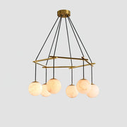 Miira Alabaster Round Modern Dining Room Light Fixtures, Living Room Chandeliers