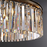 1920s Odeon Crystal Round Chandelier Brass 32