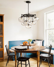 Cabrette Clear/Amber Glass Round Chandelier 36