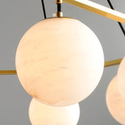 Miira Alabaster Round Modern Dining Room Light Fixtures, Living Room Chandeliers