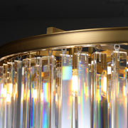 1920s Odeon Crystal Round Chandelier Brass 32