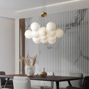 Aspen 13 Alabaster Round Modern Dining Room Light Fixtures, Living Room Chandeliers