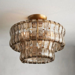 Amor 2-Tier Glass Ghiaccio Round Flushmount 18