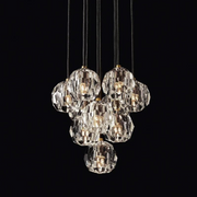 Luxury Boule De Cristal Clear/Smoke Ball Round Cluster Chandelier Light 14