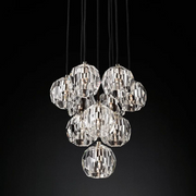 Luxury Boule De Cristal Clear/Smoke Ball Round Cluster Chandelier Light 14