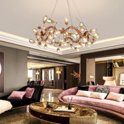 Branch Lotus Brass Chandelier