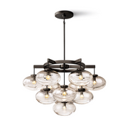 Cabrette Clear/Amber Glass Round Chandelier 36