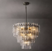 Lattice Tired Clear/Smoke Glass Chandelier 36/47