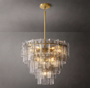 Lattice Tired Clear/Smoke Glass Chandelier 36/47