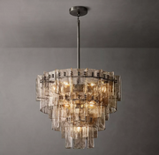 Lattice Tired Clear/Smoke Glass Chandelier 36/47