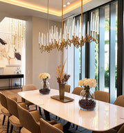 Large Candle Linear Modern Dining Room Light Fixtures, Living Room Chandeliers