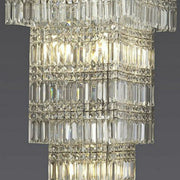 Extra Large Foyer Vertical Layers K9 Crystal Chandelier Chrome Ceiling Lighting Fixture For Staircase Entryway Decor