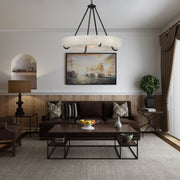 Orion Alabaster Round Modern Dining Room Light Fixtures, Living Room Chandeliers