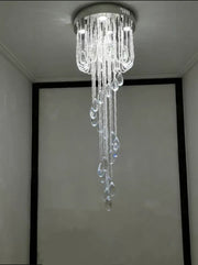 Oversized Modern Cascade Spiral Crystal Staircase Chandelier For Duplex Building
