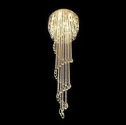 Oversized Modern Cascade Spiral Crystal Staircase Chandelier For Duplex Building