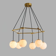 Miira Alabaster Round Modern Dining Room Light Fixtures, Living Room Chandeliers