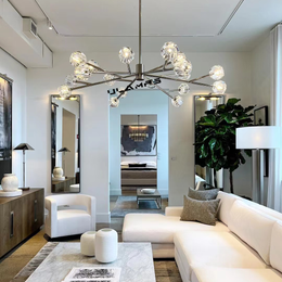 Boule De Cristal Clear/Smoke Glass Ball Modern Round Chandelier Light 48