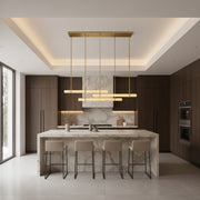 Audubon Modern Alabaster Triple Bar Linear Chandelier 60
