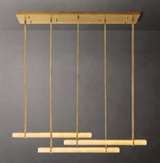 Audubon Modern Alabaster Triple Bar Linear Chandelier 60