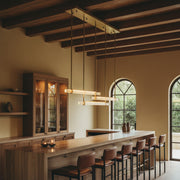 Audubon Modern Alabaster Triple Bar Linear Chandelier 72