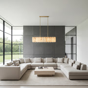 Calamette Modern Alabaster Rectangular Chandelier 72