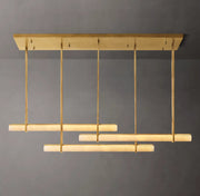 Audubon Modern Alabaster Triple Bar Linear Chandelier 60
