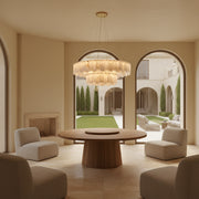 Double Round Alabaster Chandelier