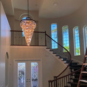 Odeon Spiral Tiered/ Layered Crystal Fringe Living Room Chandelier Light