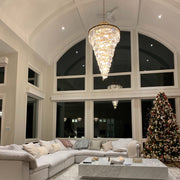 Odeon Spiral Tiered/ Layered Crystal Fringe Living Room Chandelier Light