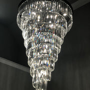 Odeon Spiral Tiered/ Layered Crystal Fringe Living Room Chandelier Light