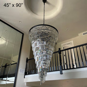 Odeon Spiral Tiered/ Layered Crystal Fringe Living Room Chandelier Light