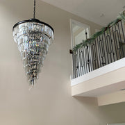 Odeon Spiral Tiered/ Layered Crystal Fringe Living Room Chandelier Light