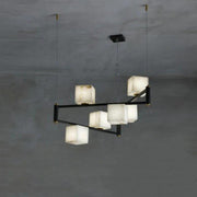 Lifang Alabaster Linear Modern Dining Room Light Fixtures, Living Room Chandeliers