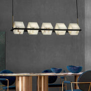 Lifang Alabaster Linear Modern Dining Room Light Fixtures, Living Room Chandeliers